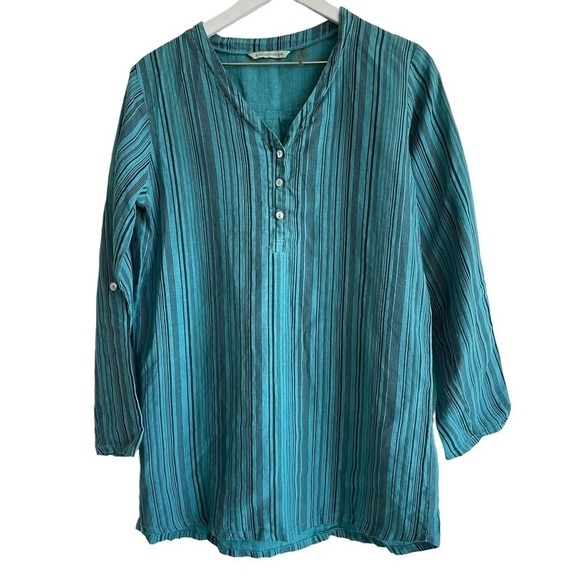 Soft Surroundings Simplicity Striped 100% Linen Tunic Top, Size S - Picture 2 of 7